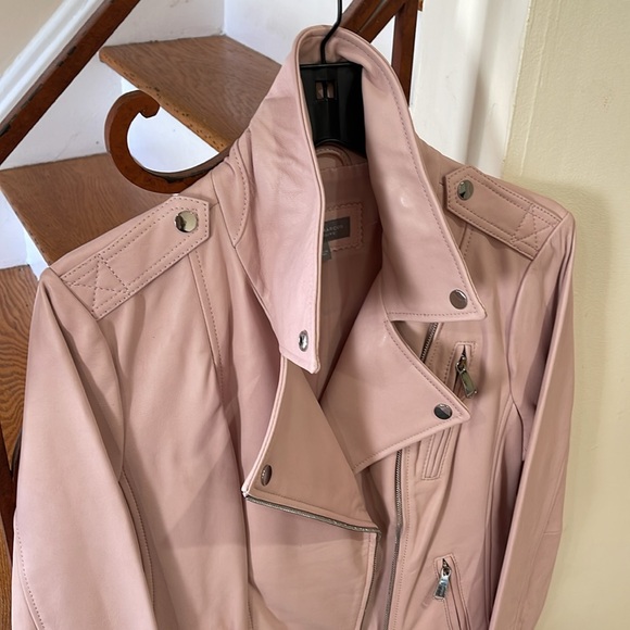 Neiman Marcus Jackets & Blazers - *Price Firm* Brand New Neiman Marcus Exclusive Pink Leather Moto Jacket Sz L